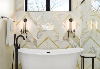 Modern bathroom with custom tile