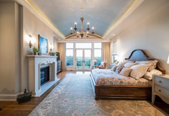 Master bedroom in luxury custom home in Kansas City area