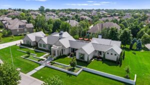 Birds-eye view of custom build luxury home in Overland Park KS