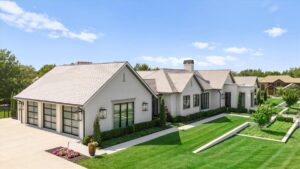 Three car garage at luxury custom built home in Overland Park Kansas