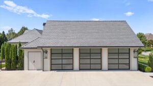 Three car garage at luxury custom built home in Overland Park Kansas