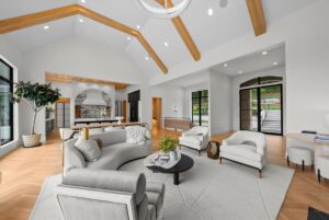 View of dining area and kitchen in custom built home in Belton MO
