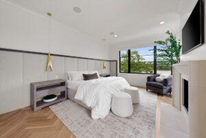 Master suite with a view in custom built luxury Belton MO home