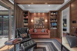 Library in luxury custom built home in Johnson County Kansas