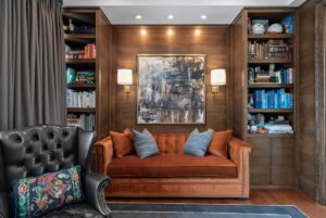 Library in luxury custom built home in Johnson County Kansas