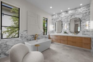 Luxury master bathroom in custom built home in Belton Missouri