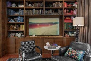 Library in luxury custom built home in Johnson County Kansas