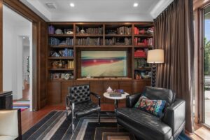 Library in luxury custom built home in Johnson County Kansas