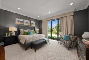 Master bedroom in luxury custom built home in Johnson County Kansas