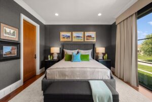 Master bedroom in luxury custom built home in Johnson County Kansas