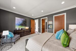 Master bedroom in luxury custom built home in Johnson County Kansas