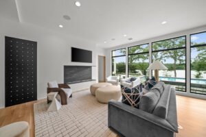 Lounge family area with a view in luxury custom built Belton MO home