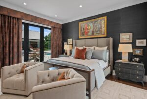 Bedroom in custom luxury home in Johnson County Kansas