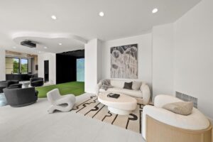 Basement golf simulator in luxury custom built Missouri home