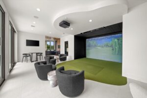 Basement golf simulator in luxury custom built Missouri home