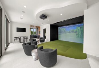 Golf simulator in custom built home in Belton MO