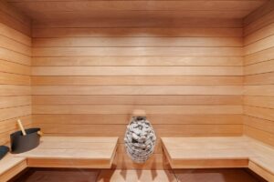 Sauna in luxury custom built Belton MO home