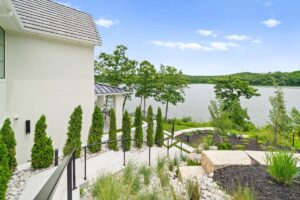 View of the lake from custom built Belton MO home