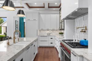 Kitchen view of custom luxury ranch in Johnson County KS