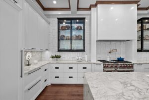 Kitchen view of custom luxury ranch in Johnson County KS