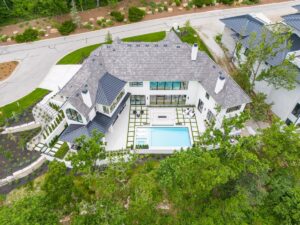 View from the sky of custom built Belton MO home