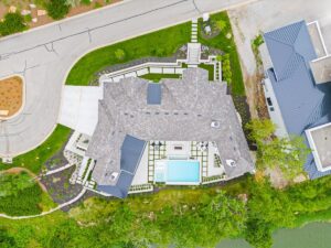 Aerial view of custom built Belton MO home