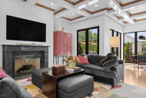 Living area overlooking pool in Overland Park Kansas