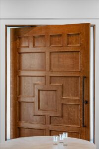 Front entrance of sprawling custom built ranch in Overland Park Kansas