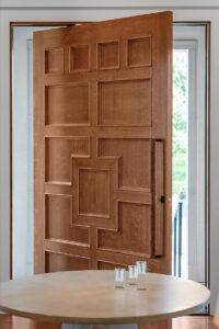 Front entrance of sprawling custom built ranch in Overland Park Kansas