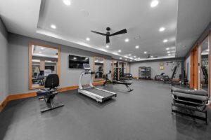 Home workout gym in luxury Overland Park KS home