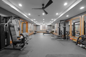 Home workout gym in luxury Overland Park KS home