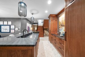 Kitchenette in finished basement in custom Overland Park Kansas home