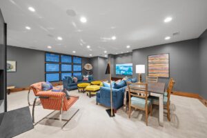 Finished basement in custom Overland Park Kansas home