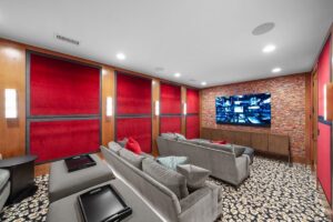 Theater room in custom Overland Park Kansas home