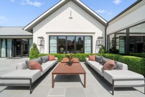 Outside deck furniture at luxury home in Overland Park Kansas